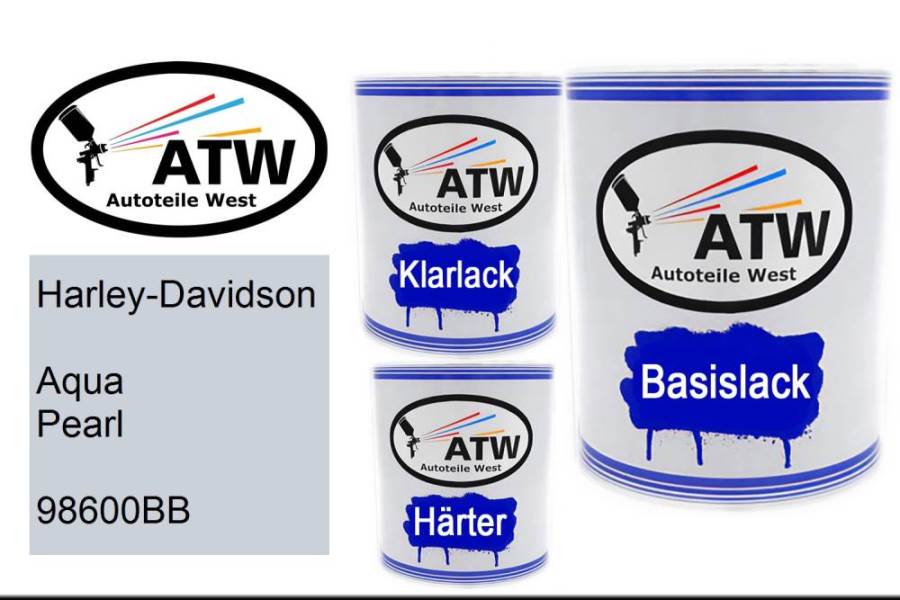 Harley-Davidson, Aqua Pearl, 98600BB: 1L Lackdose + 1L Klarlack + 500ml Härter - Set, von ATW Autoteile West.